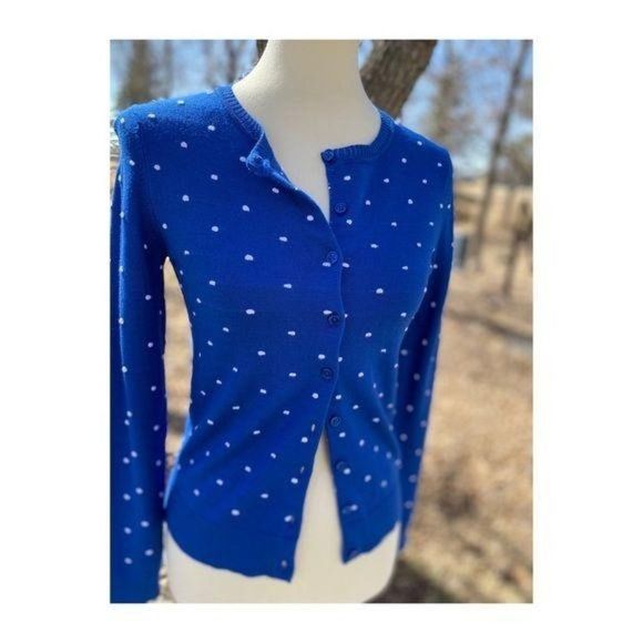 Vintage 90s Sears Polka dot Cardigan Button Up - Picture 2 of 12